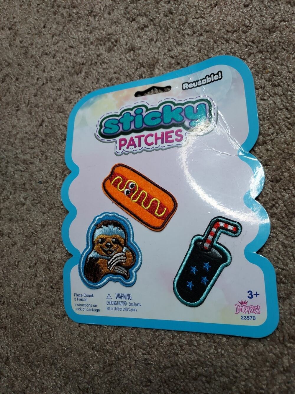 Imperial Reusable Sticky Patches Hotdog Sloth & Drink